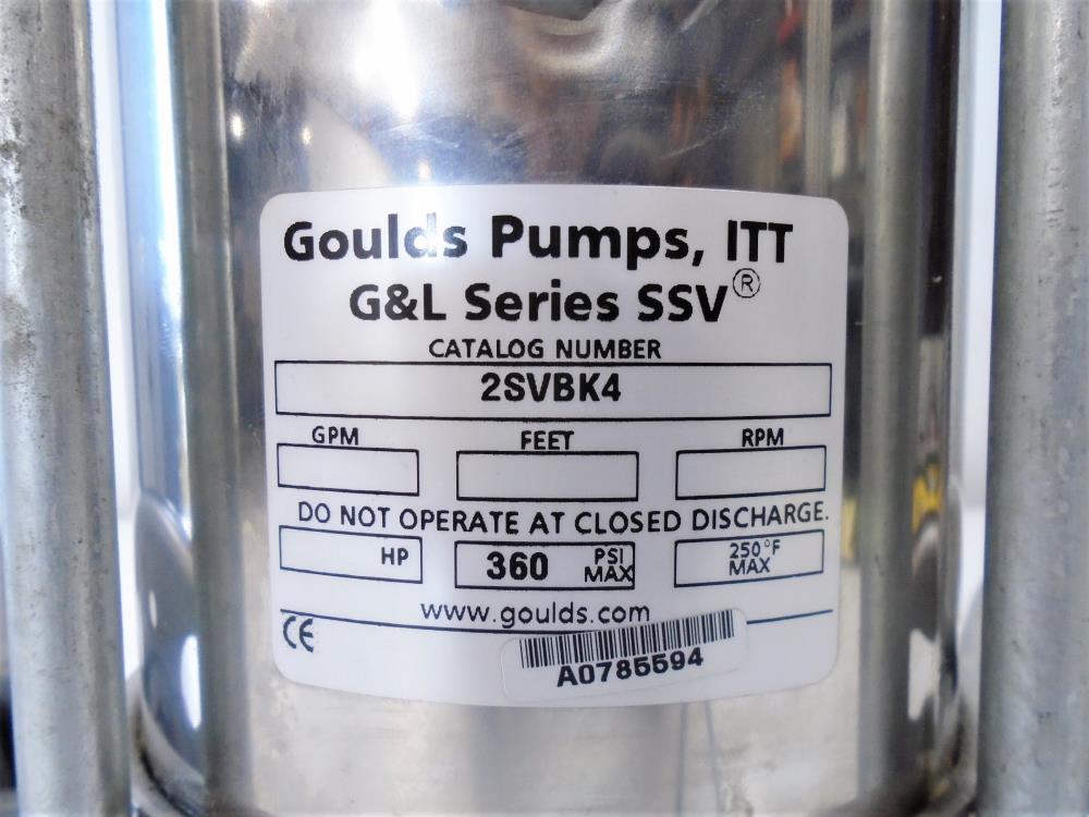 Goulds ITT G & L Series SSV 1-1/4" Multi-Stage Vertical Pump 2SVBK4, Stainless